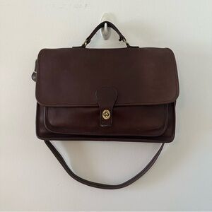 Vintage Coach Dark Brown Leather Messenger Bag